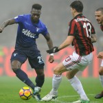 Bonucci e Romagnoli in azione contro Caicedo della Lazio.