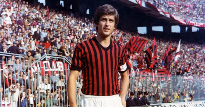 Rivera con la maglia del Milan
