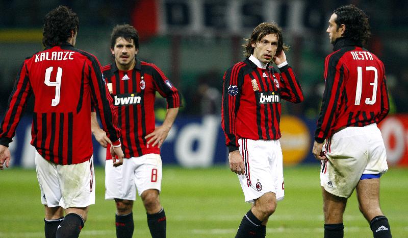 Kaladze con Nesta, Gattuso e Pirlo