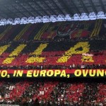 Una coreografia della Curva Sud rossonera: il Milan deve andare in Europa.