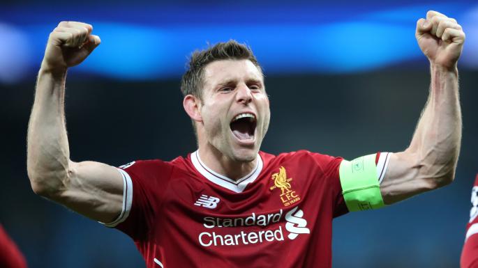 Milner con la fascia di capitano del Liverpool
