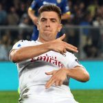Piatek durante l'esultanza contro il Verona