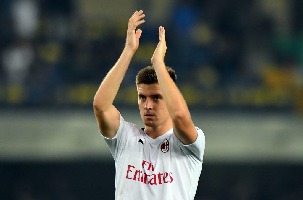 Piatek con la maglia del Milan