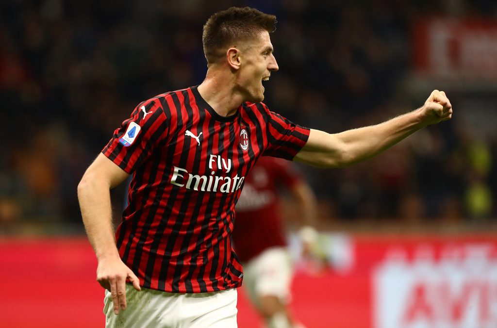 Piatek con la maglia del Milan