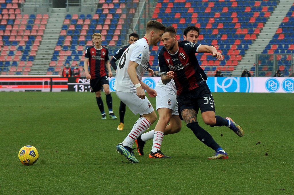 Contrasto tra Dijks e Saelemaekers in Bologna-MilanContrasto tra Dijks e Saelemaekers in Bologna-Milan