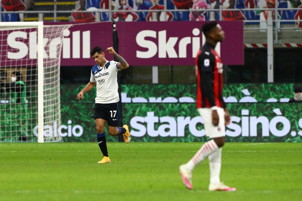 Romero dell'Atalanta esulta dopo il goal al Milan