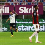 Romero dell'Atalanta esulta dopo il goal al Milan
