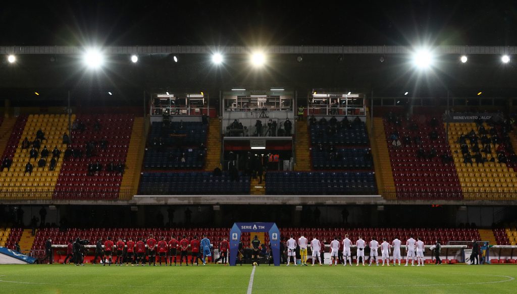 Lo stadio "Ciro Vigorito" prima della sfida tra Benevento e Milan