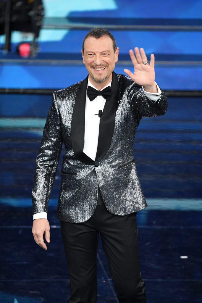 Amadeus durante l'edizione di Sanremo del 2020