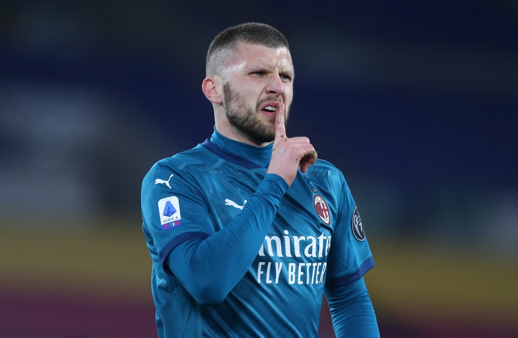 L'esultanza di Ante Rebic dopo il goal alla Roma
