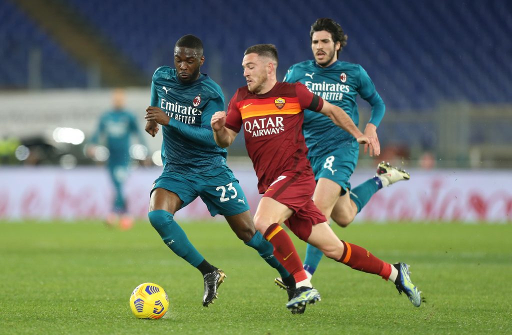 Roma-Milan, Tonali e Tomori su Veretout