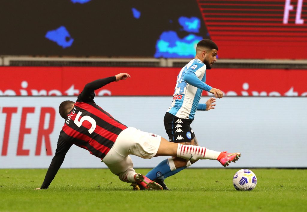 Dalot e Insigne in Milan-Napoli