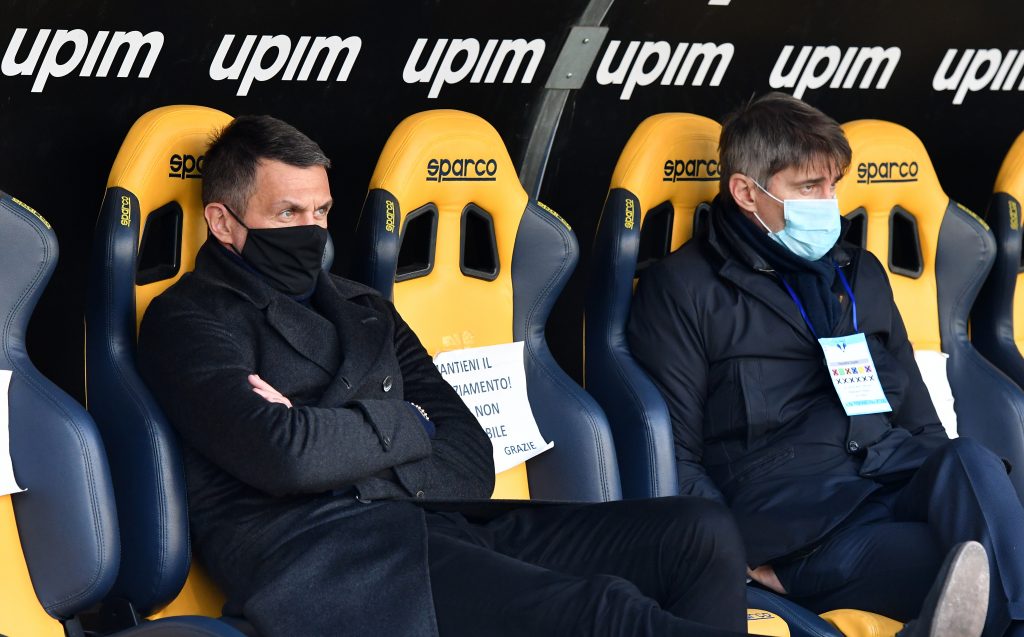 Il direttore tecnico del Milan Paolo Maldini, e il direttore sportivo Frederic Massara