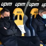 Il direttore tecnico del Milan Paolo Maldini, e il direttore sportivo Frederic Massara