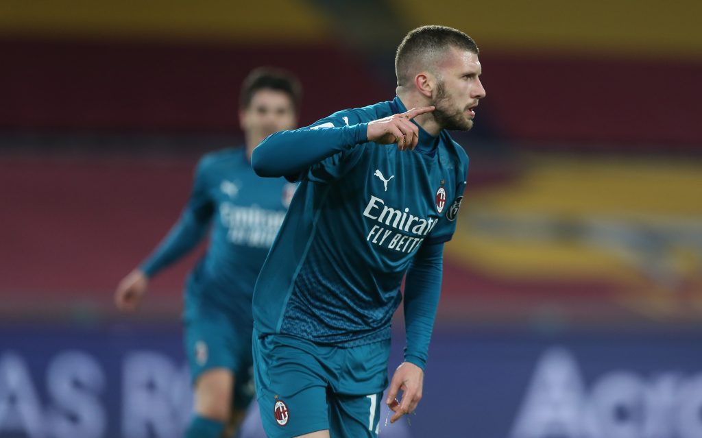 L'esultanza di Ante Rebic dopo il goal alla Roma