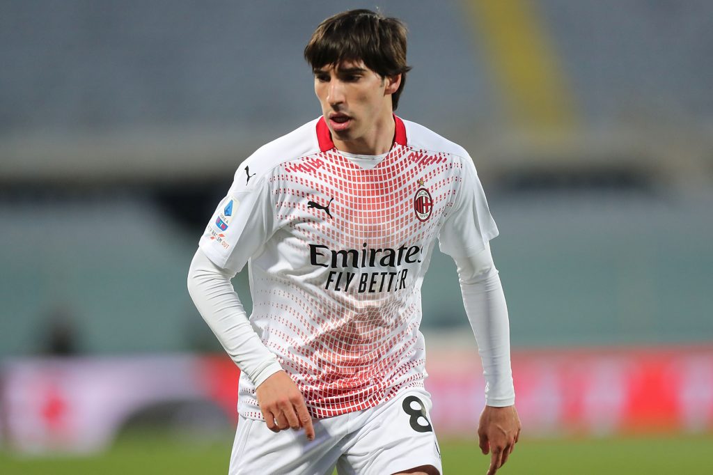 Sandro Tonali in campo durante Fiorentina-Milan