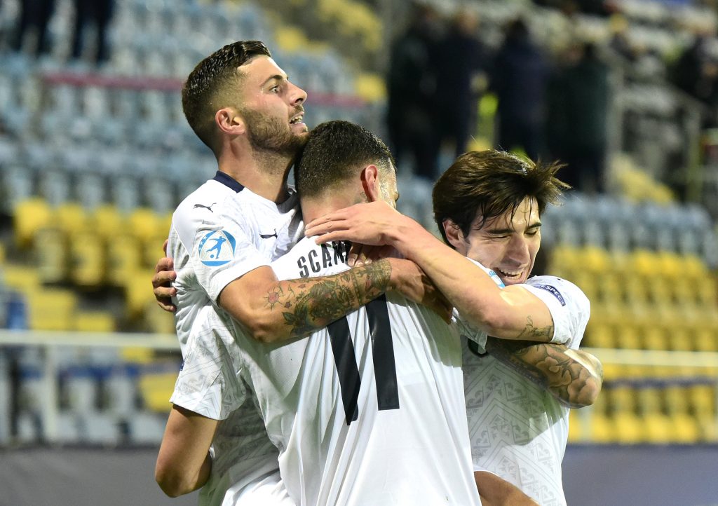 Tonali, Cutrone e Scamacca con la maglia della Nazionale Italiana U21