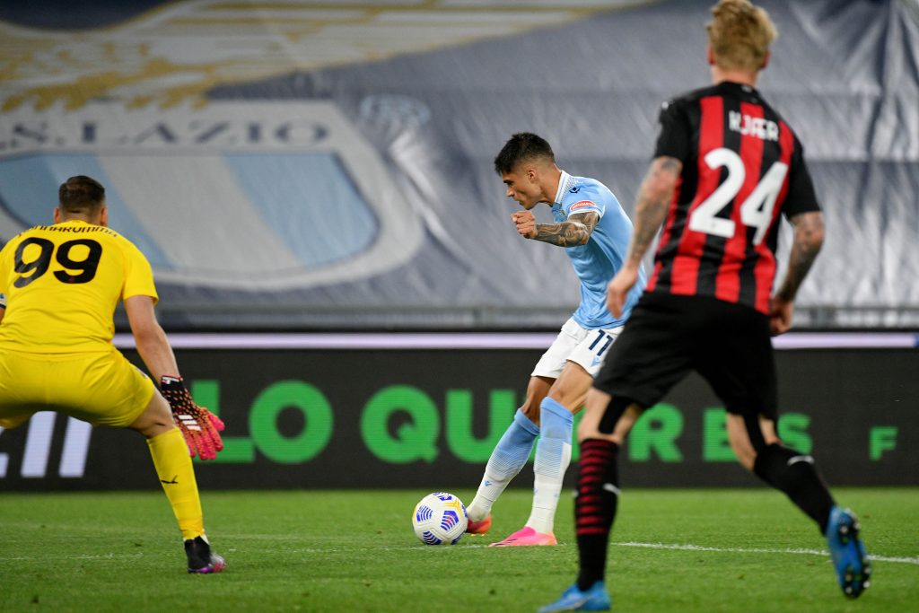 Correa, attaccante della Lazio, in occasione del secondo gol contro il Milan