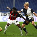 Kessie del Milan protegge palla dall'attacco di Thorsby della Sampdoria