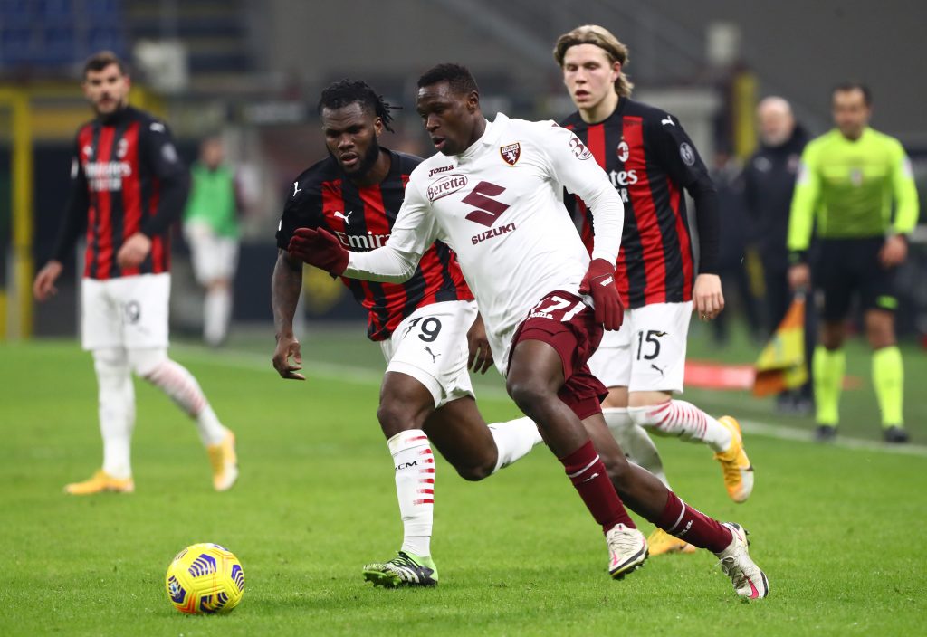 Un frame del match di Coppa Italia tra Milan e Torino