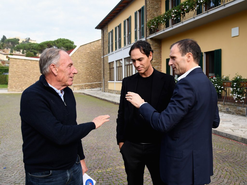 Zdenek Zeman con Massimiliano Allegri e Alessandro Nesta