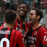 Il Milan esulta dopo un gol alla Lazio.