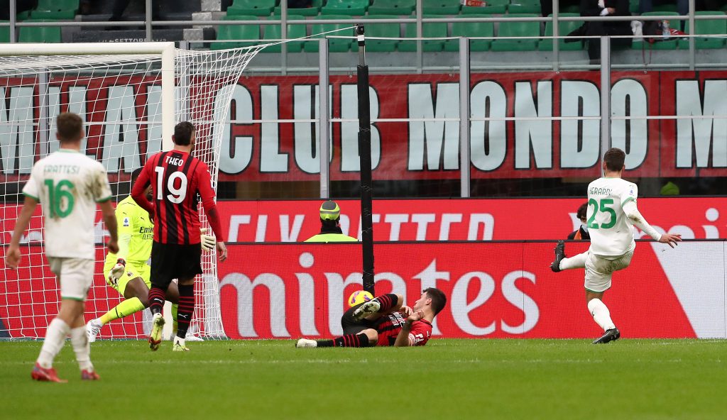 Il gol di Berardi contro il Milan