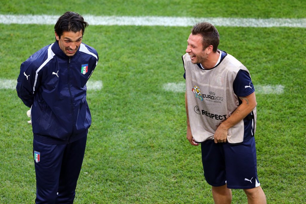 Antonio Cassano e Gigi Buffon con ad Euro 2012