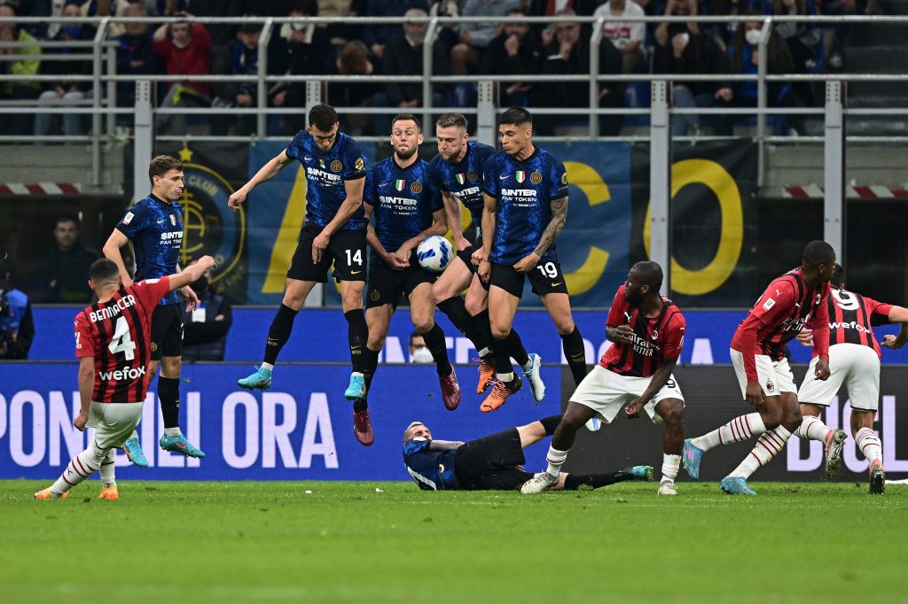 Un frame del derby di Coppa Italia tra Inter e Milan