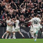 Esultanza squadra dopo il gol di Giroud